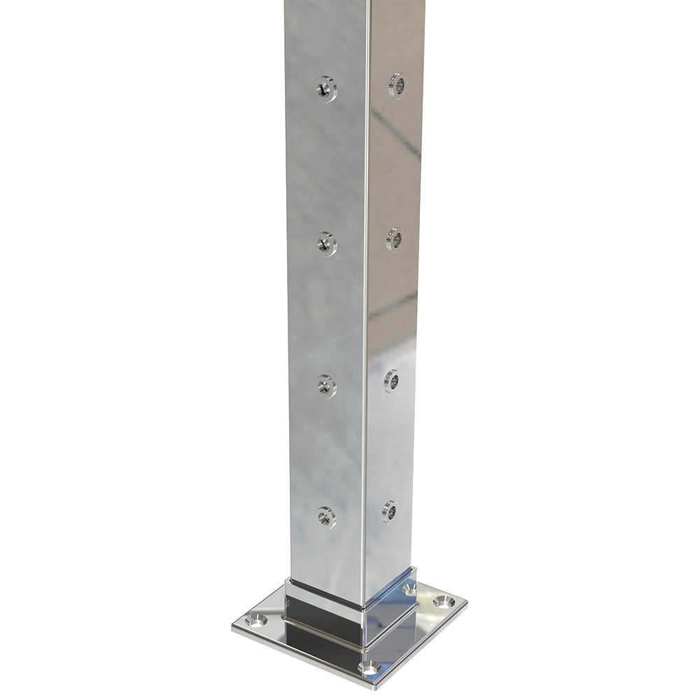 Square Corner Post with Nutserts Mirror - Welded Base Plate
