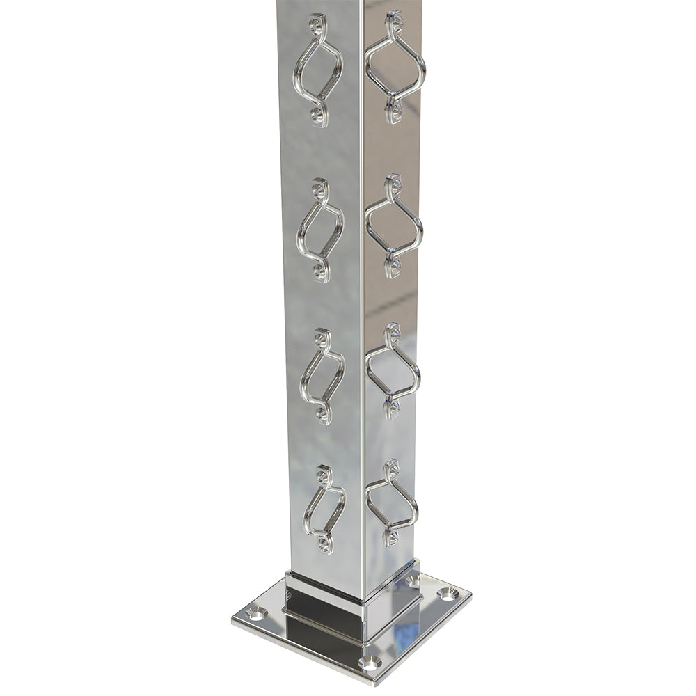 Square Corner Post with Saddles Mirror - Welded Base Plate