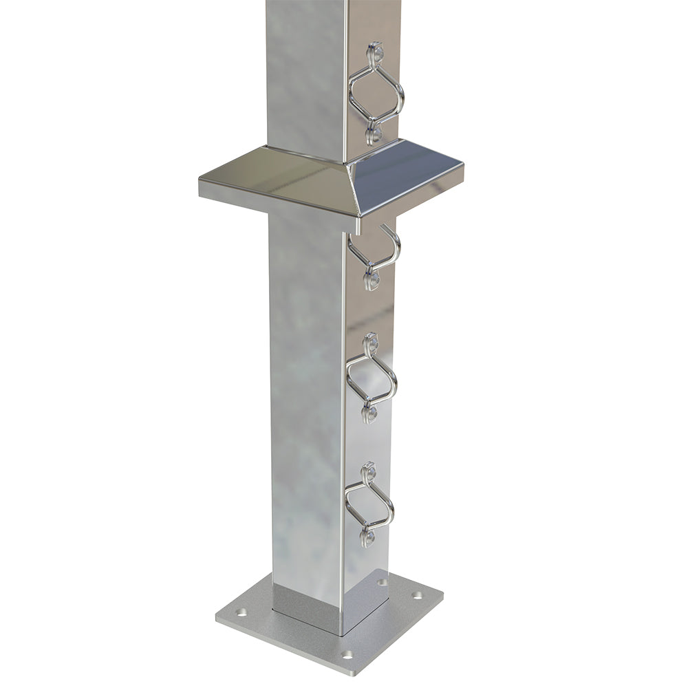 Square End Post with Saddles Mirror - Base Plate and Cover