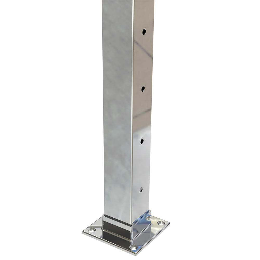 Square Int Post with 11 holes Mirror - Welded Base Plate