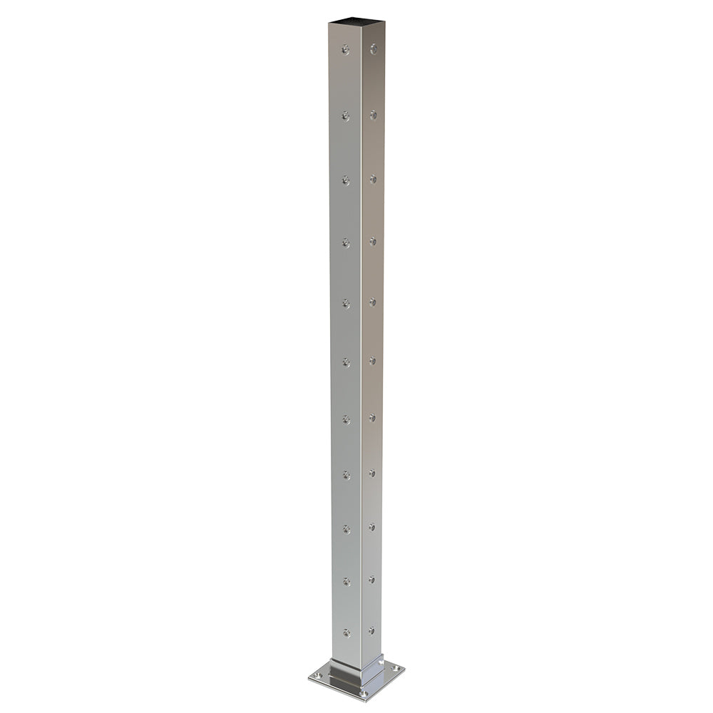 Square Corner Post with Nutserts Satin Finish - Welded Base Plate