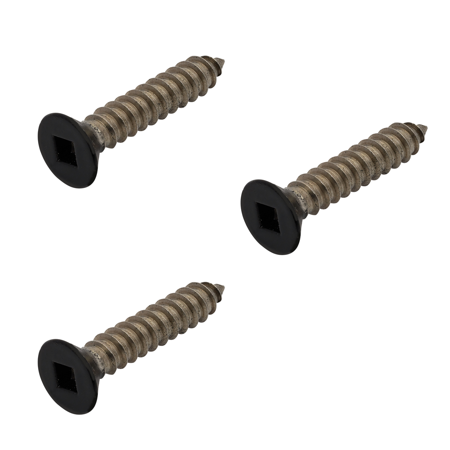 Black Etch Self Tapping Screw CSK Head Square Drive 12g x 1 1/4 316 Grade Stainless Steel - 3 PK- For Top Plate to Handrail