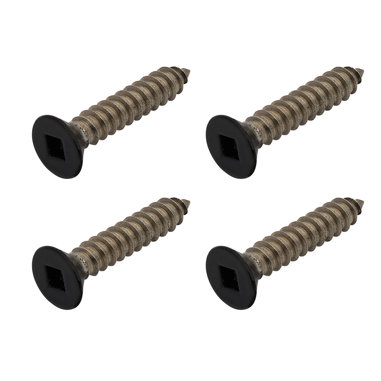 Black Etch Self Tapping Screw CSK Head Square Drive 12g x 1 1/4 316 Grade Stainless Steel - 4 PACK for top plate to Handrail