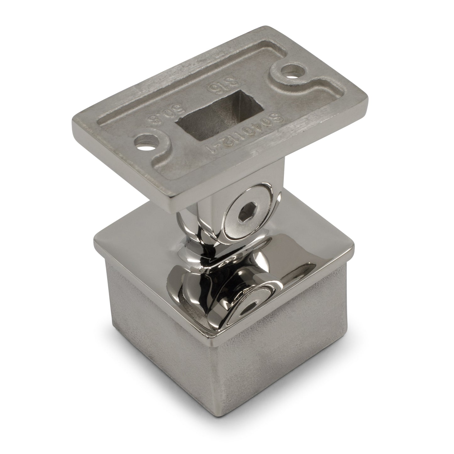 Adjustable Rail Support Flat Top to suit 2 (50.8mm) x 1.5mm Square Tube 316 Grade Stainless - Mirror Polish