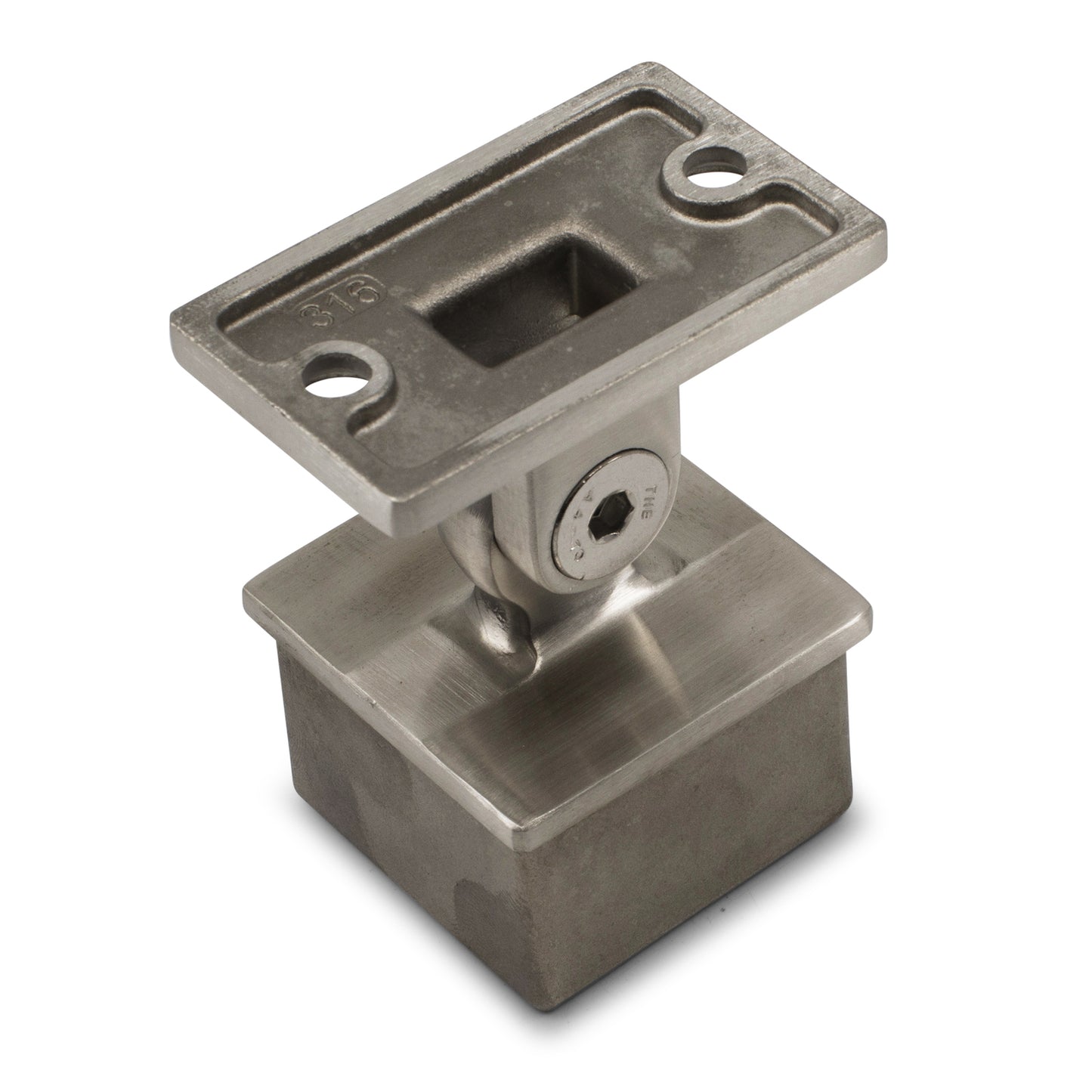 Adjustable Rail Support Flat Top to suit 2 (50.8mm) x 1.5mm Square Tube 316 Grade Stainless - Satin Finish