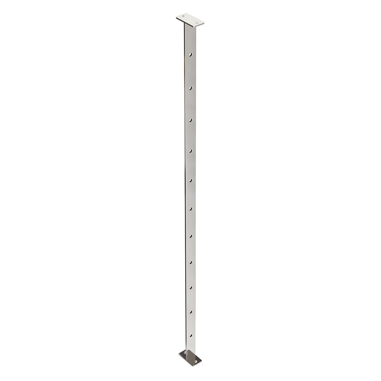 Intermediate Post 30mm x 5mm - 960mm high. Predrilled with 11 x 7.5mm holes at 80mm spacing. 316 Grade Stainless Steel Mirror Polish Finish.