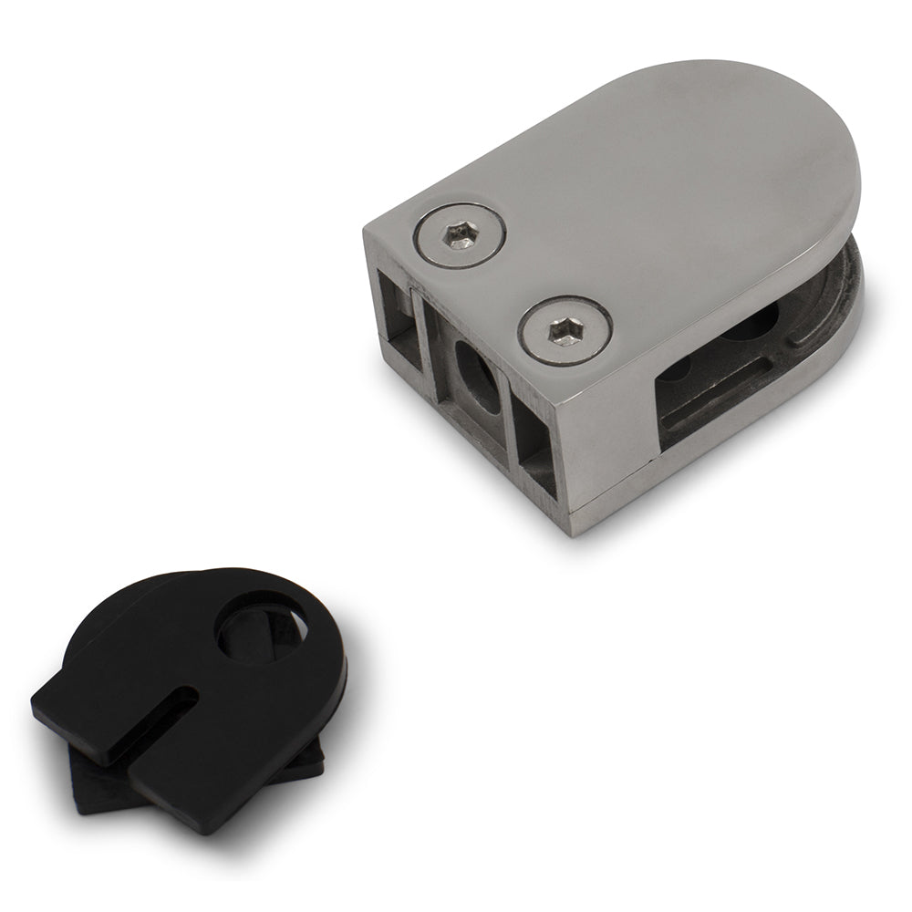 Glass Premium Clamp Medium D Type Flat to suit 6, 8, & 10mm Glass 316 Grade Stainless Steel - Mirror Polish