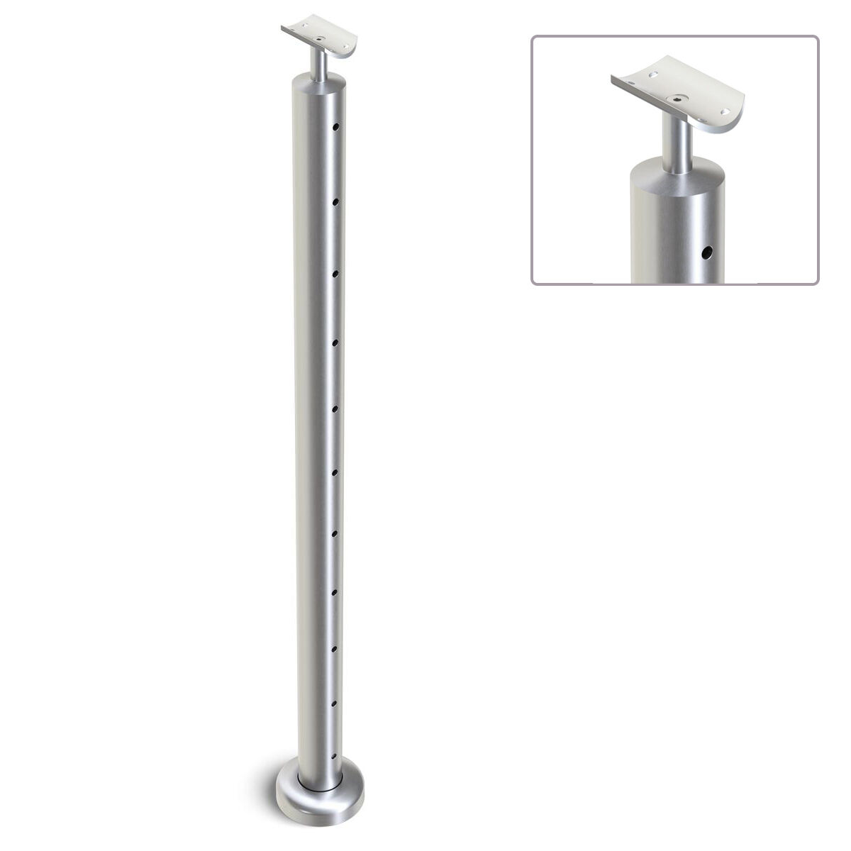 Heavy Duty Wire Balustrade 50.8mm x 1.6mm INTERMEDIATE Post 960mm High 11 x 7.5mm Holes Satin Finish