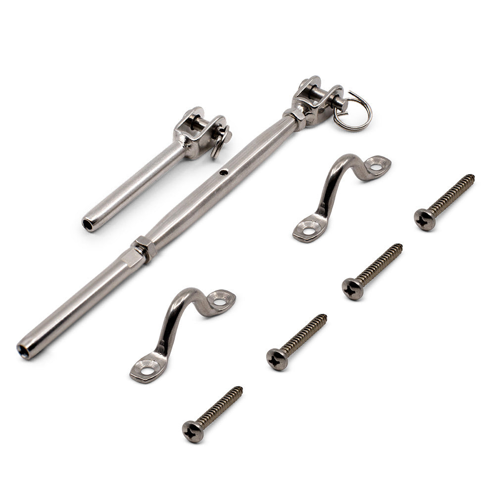 Bright Finish Rig Fork System with Saddles for 3.2mm Wire Rope - Suits Timber Posts