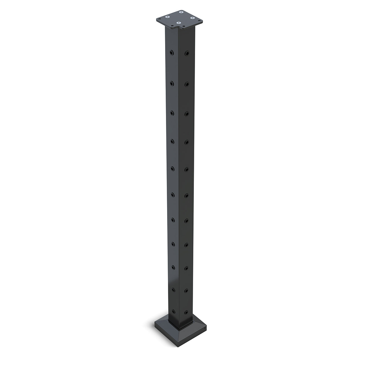 Heavy Duty Wire Balustrade CORNER Post 960mm High 11 x 9mm Holes (2 sides at 90 degrees) - 6061 T6 Aluminium - Protexture Black
