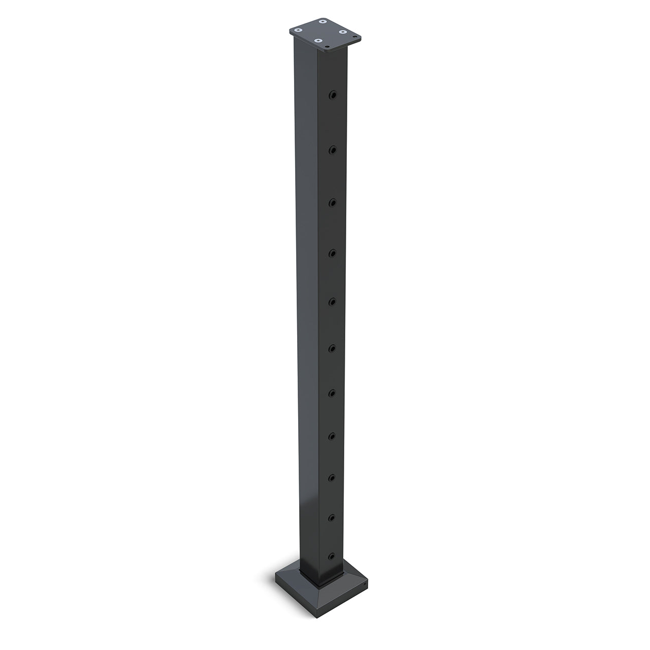 Heavy Duty Wire Balustrade END Post 960mm High 11 x 9mm Holes - 6061 T6 Aluminium - Protexture Black