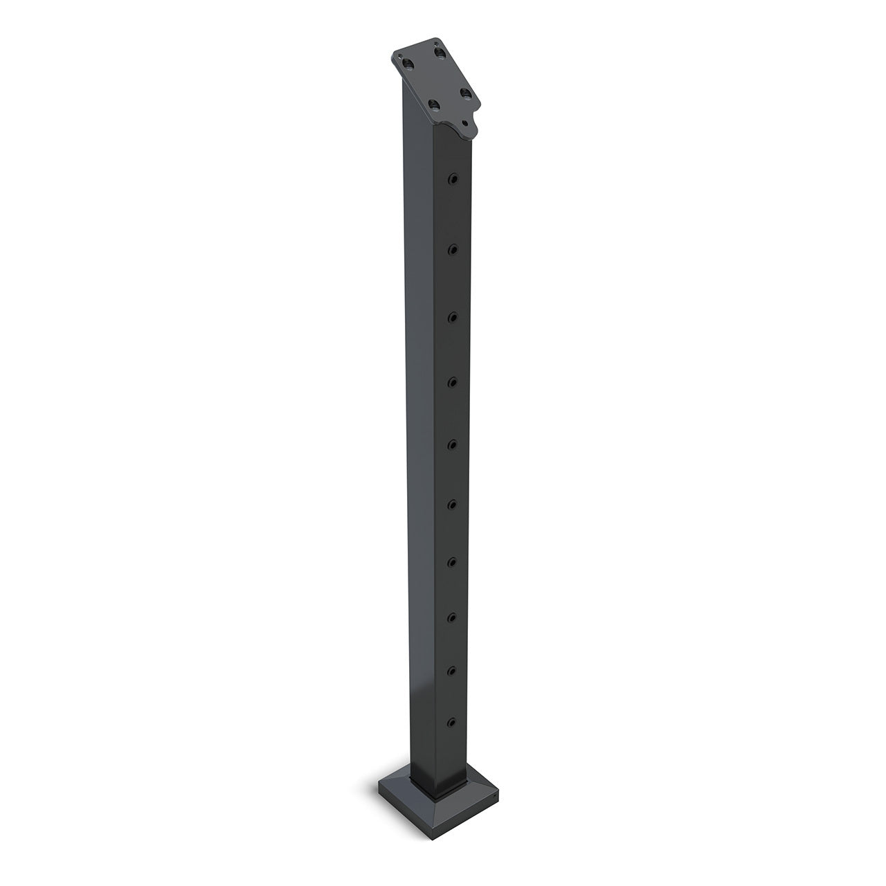 Heavy Duty Wire Balustrade END ANGLED 960m High with 11 x 9mm Holes - 6061 T6 Aluminium -Protexture Black