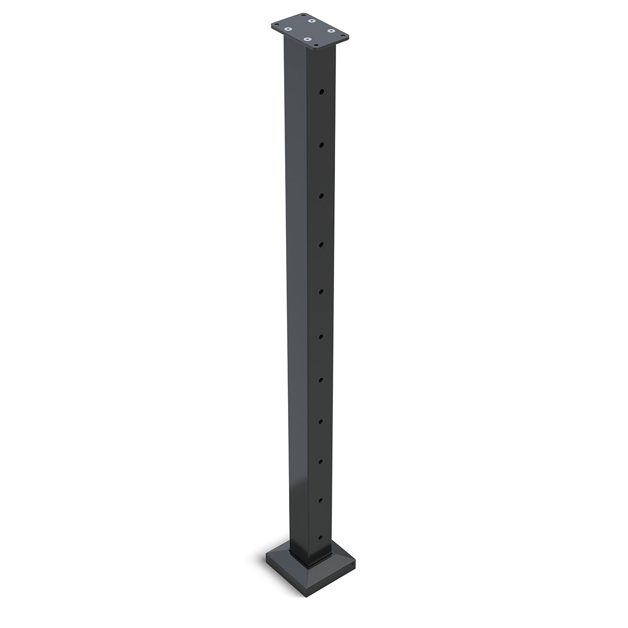 Heavy Duty Wire Balustrade INTERMEDIATE Post 960mm High 11 x 8mm Holes (2 sides at 180 degrees) - 6061 T6 Aluminium - Protexture Black