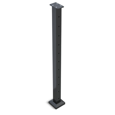Heavy Duty Wire Balustrade INTERMEDIATE Post 960mm High 11 x 8mm Holes (2 sides at 180 degrees) - 6061 T6 Aluminium - Protexture Black