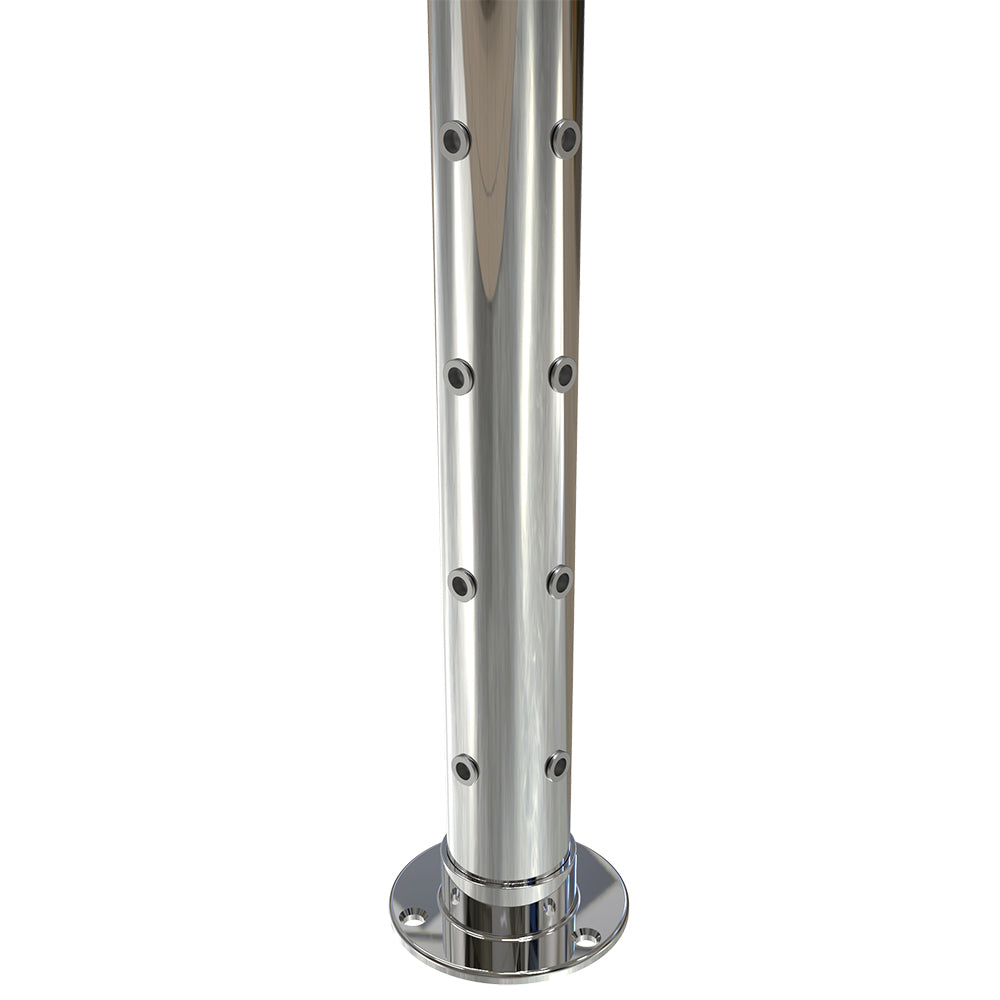 Round Corner Post with Nutserts Mirror  - Welded Base Plate