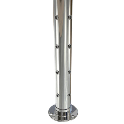 Round Corner Post with Nutserts Mirror  - Welded Base Plate
