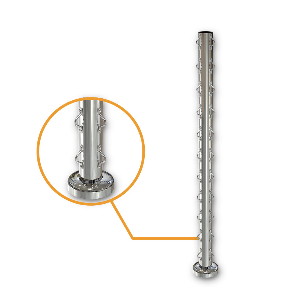 Round Corner Post with Saddles Mirror  - Base Plate and Cover