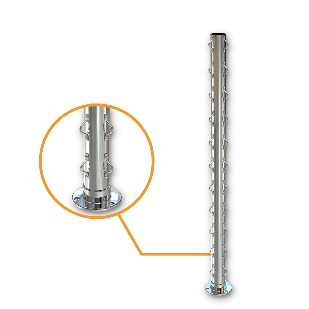 Round Corner Post with Saddles Mirror  - Welded Base Plate