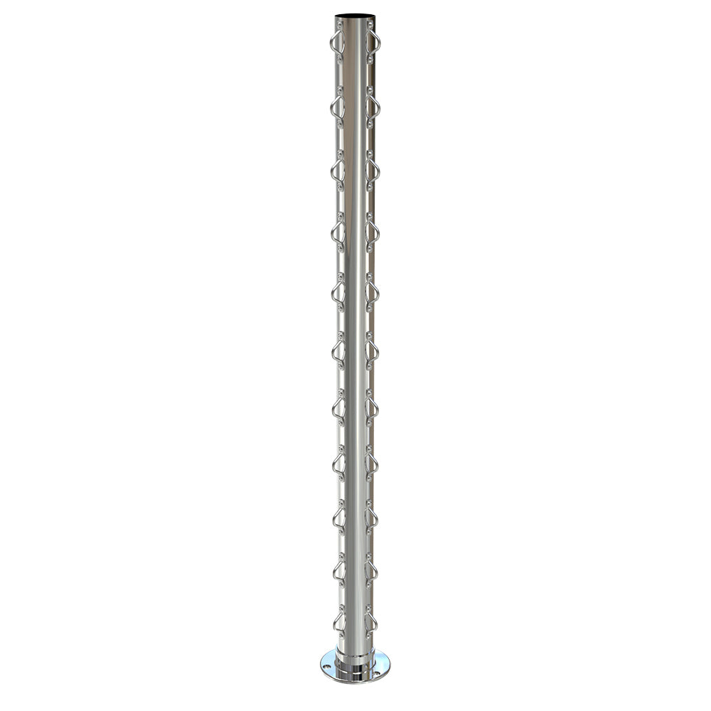 Round Corner Post with Saddles Mirror  - Welded Base Plate