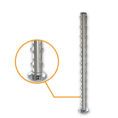 Round Corner Post with Saddles Mirror  - Welded Base Plate