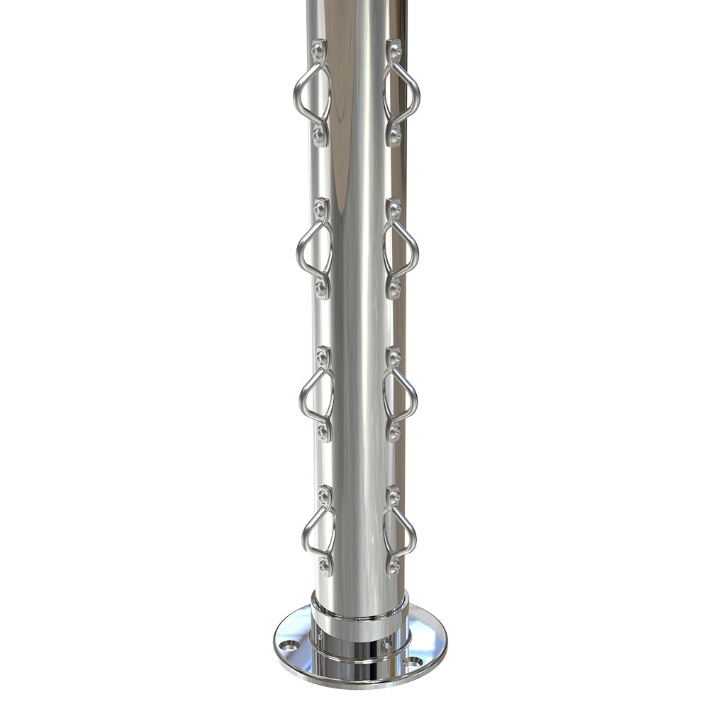 Round Corner Post with Saddles Mirror  - Welded Base Plate