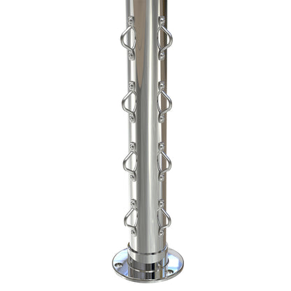 Round Corner Post with Saddles Mirror  - Welded Base Plate