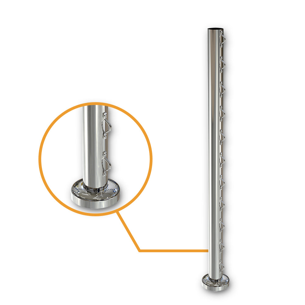 Round End Post with Saddles Mirror  - Base Plate and Cover