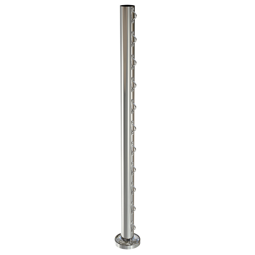 Round End Post with Saddles Mirror  - Base Plate and Cover