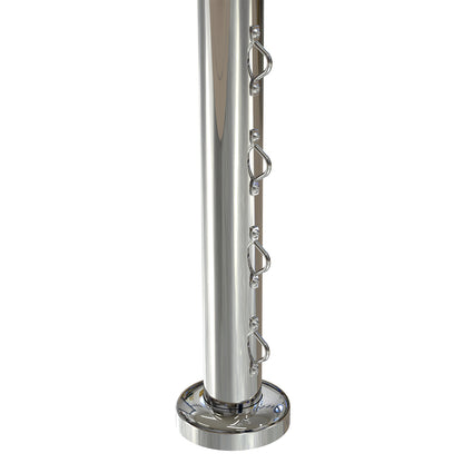 Round End Post with Saddles Mirror  - Base Plate and Cover