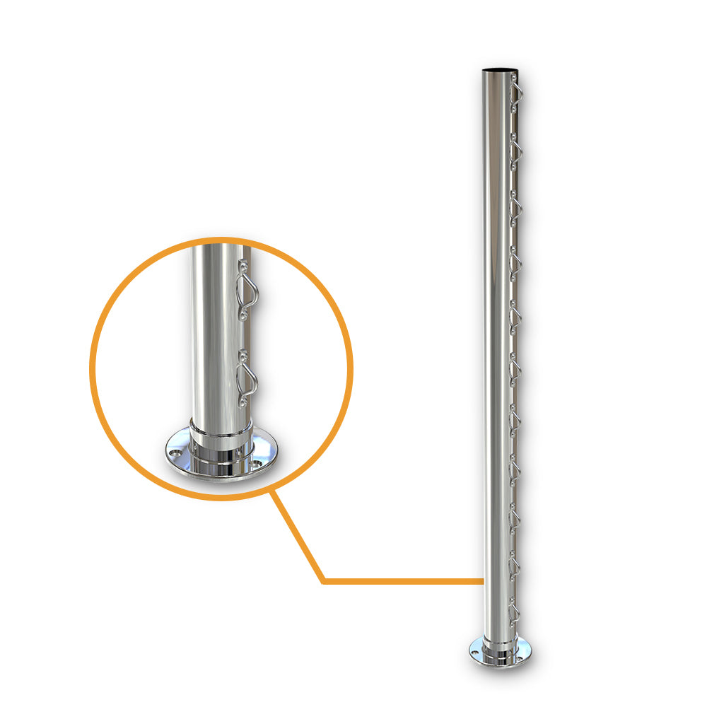 Round End Post with Saddles Mirror  - Welded Base Plate