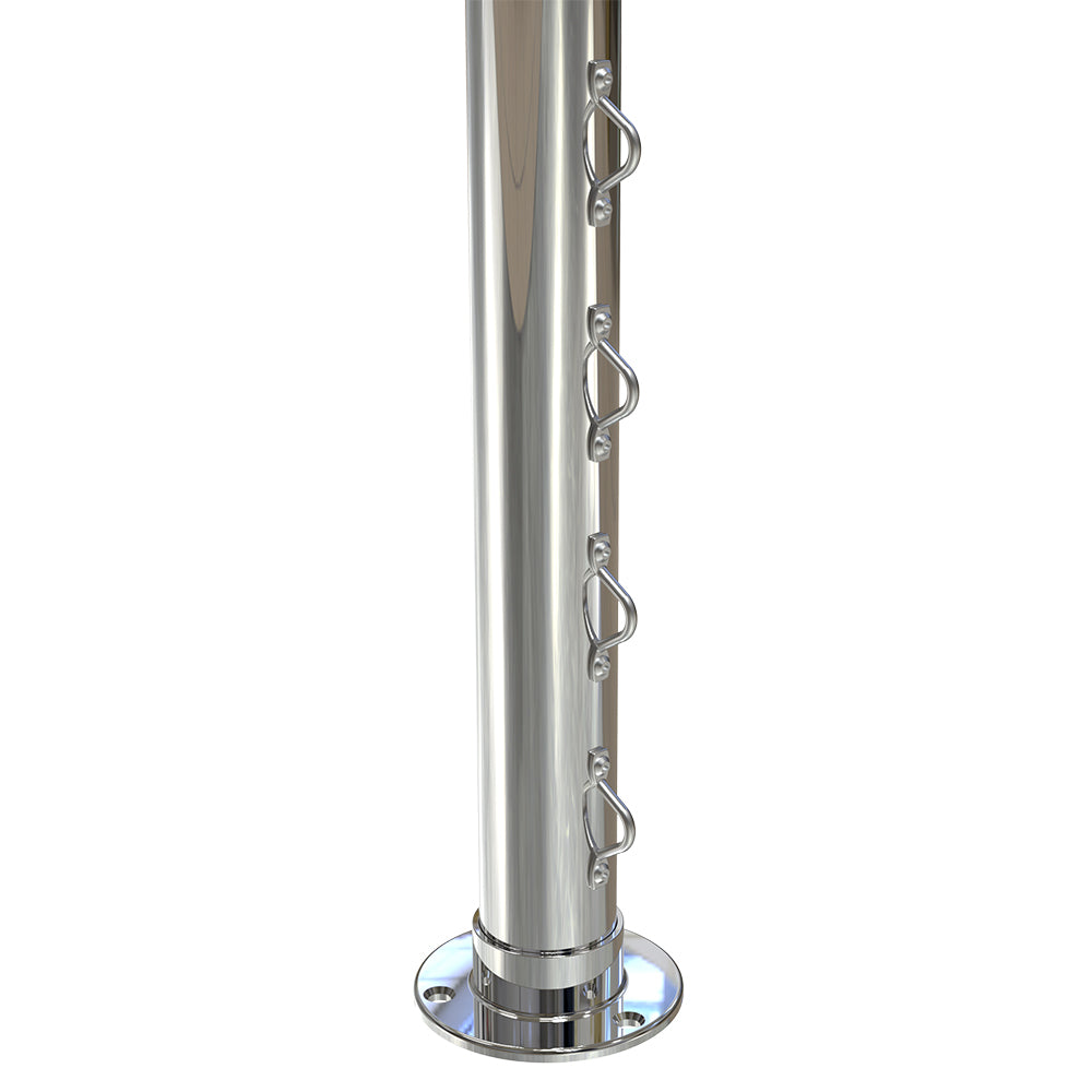 Round End Post with Saddles Mirror  - Welded Base Plate