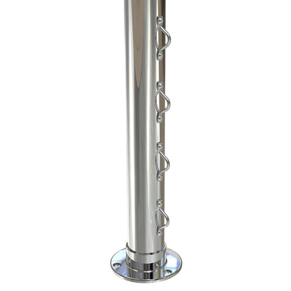 Round End Post with Saddles Mirror  - Welded Base Plate