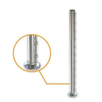 Round End Post with Saddles Mirror  - Welded Base Plate