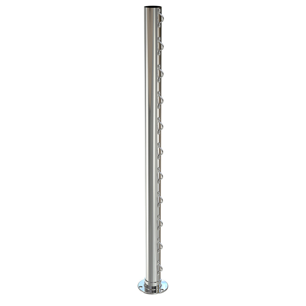 Round End Post with Saddles Mirror  - Welded Base Plate