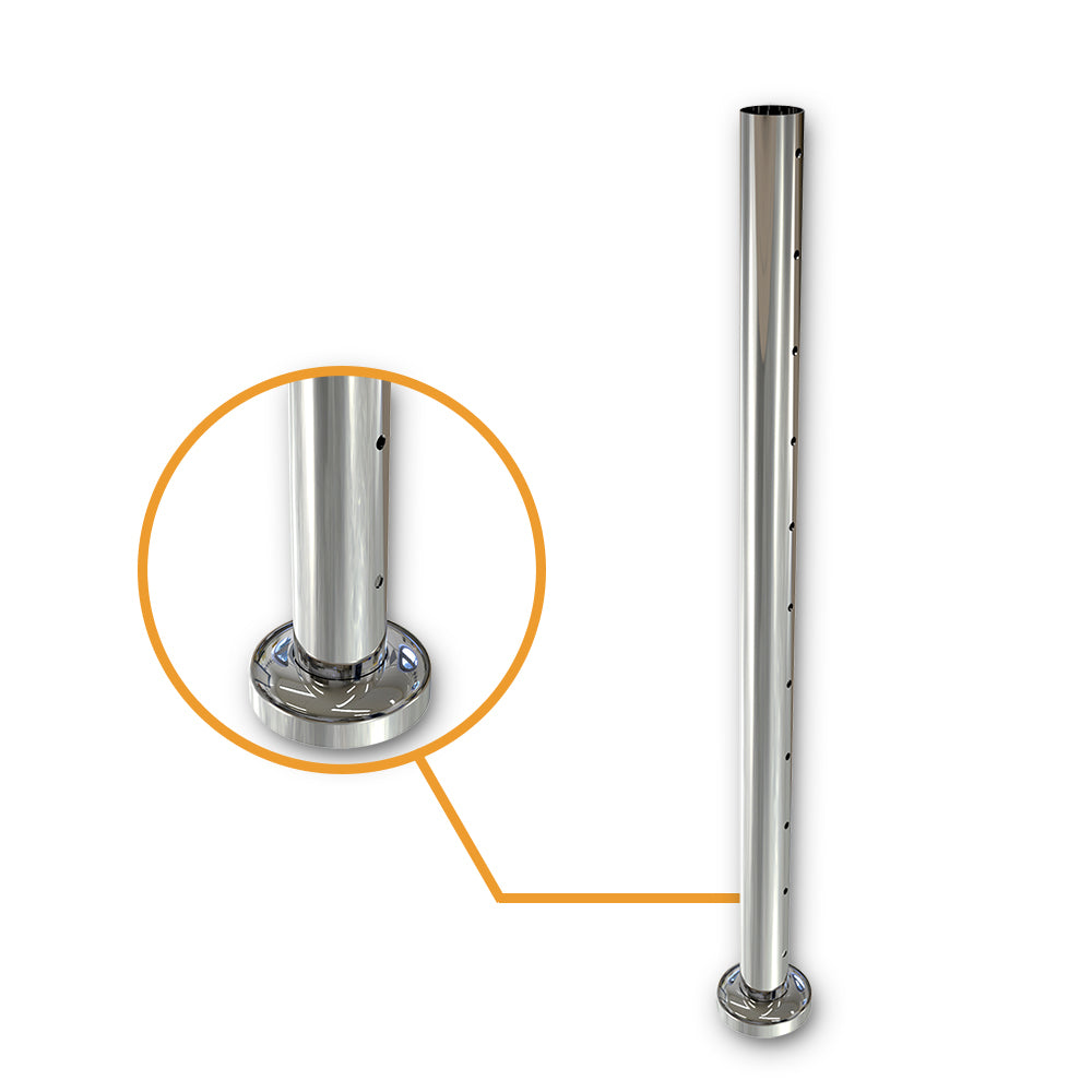 Round Int Post with 11 Holes Mirror  - Base Plate and Cover