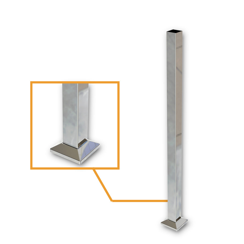 Square Post Blank Mirror Polish - Base Plate and Cover
