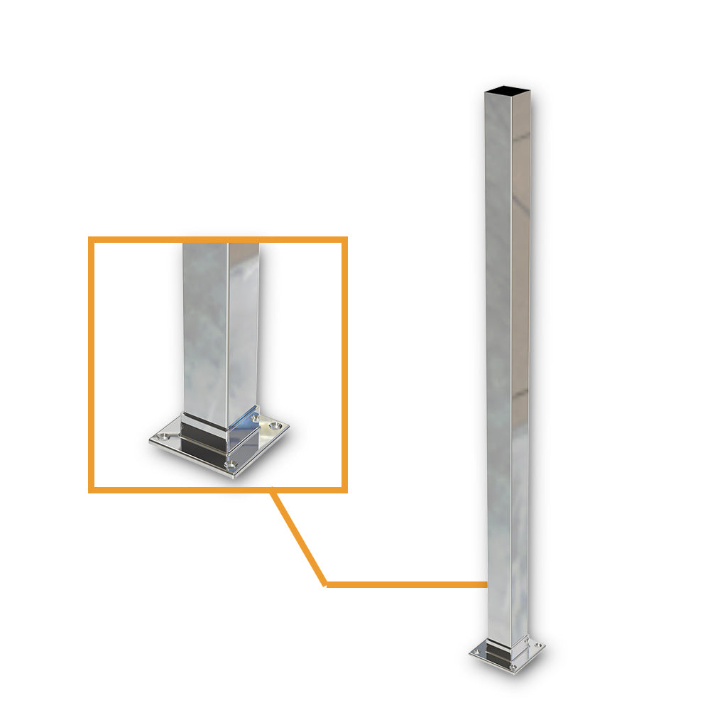 Square Post Blank Mirror Polish - Welded Base Plate