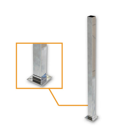 Square Post Blank Mirror Polish - Welded Base Plate