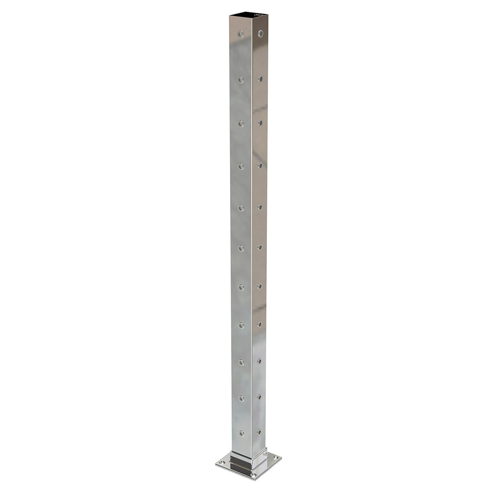 Square Corner Post with Nutserts Mirror - Welded Base Plate