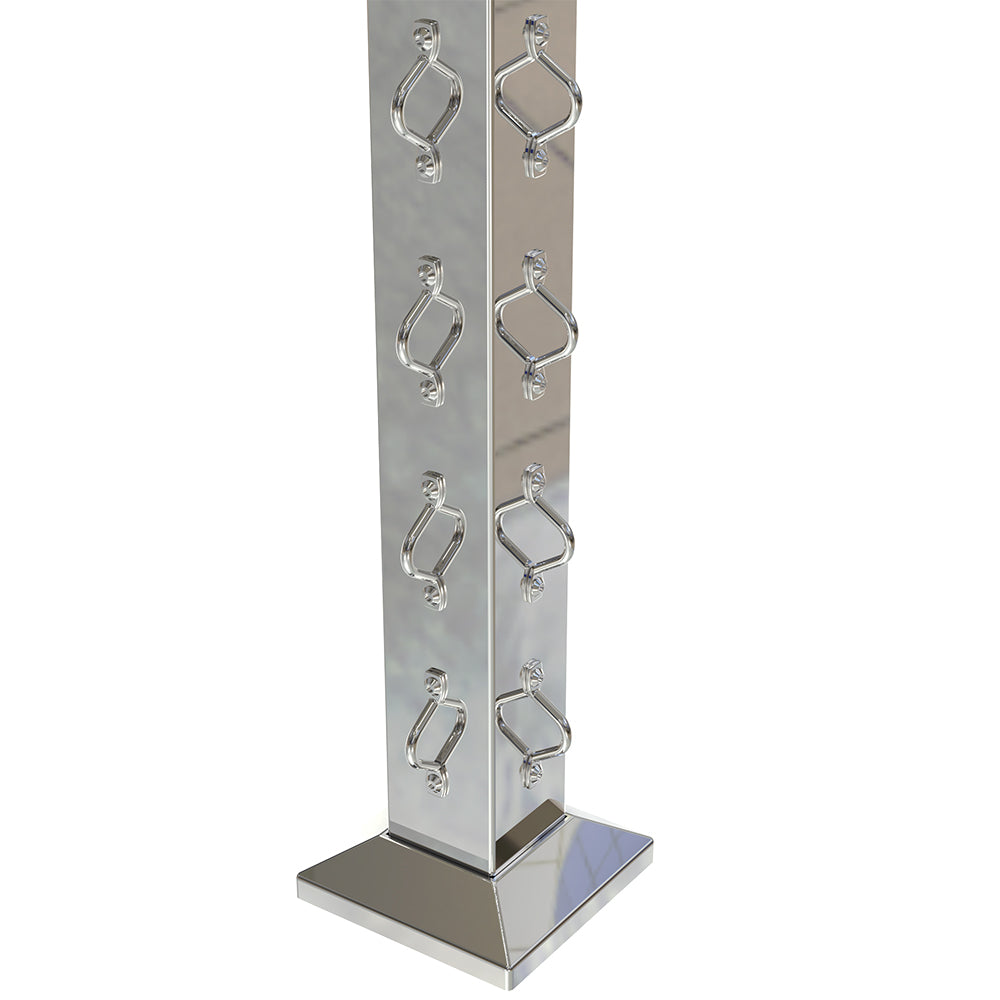 Square Corner Post with Saddles Mirror - Base Plate and Cover