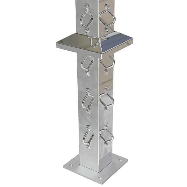 Square Corner Post with Saddles Mirror - Base Plate and Cover