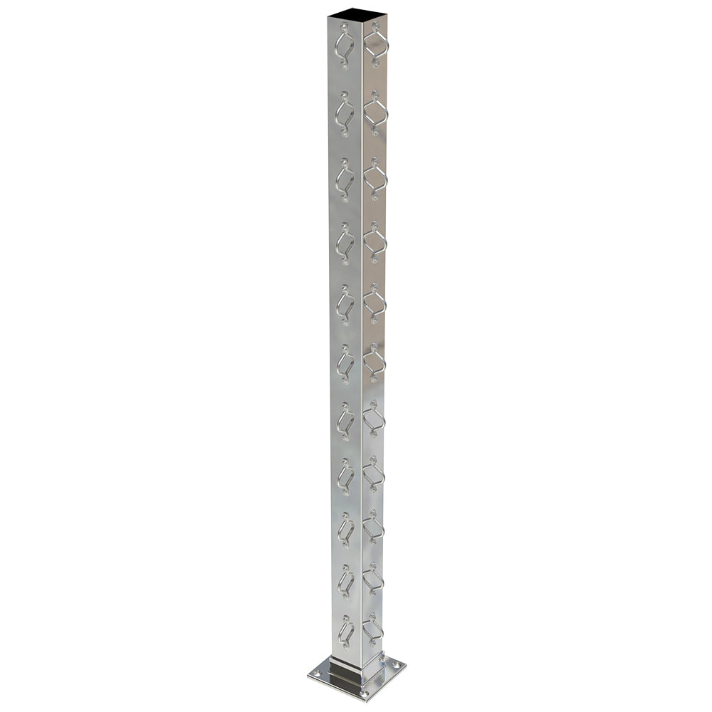 Square Corner Post with Saddles Mirror - Welded Base Plate