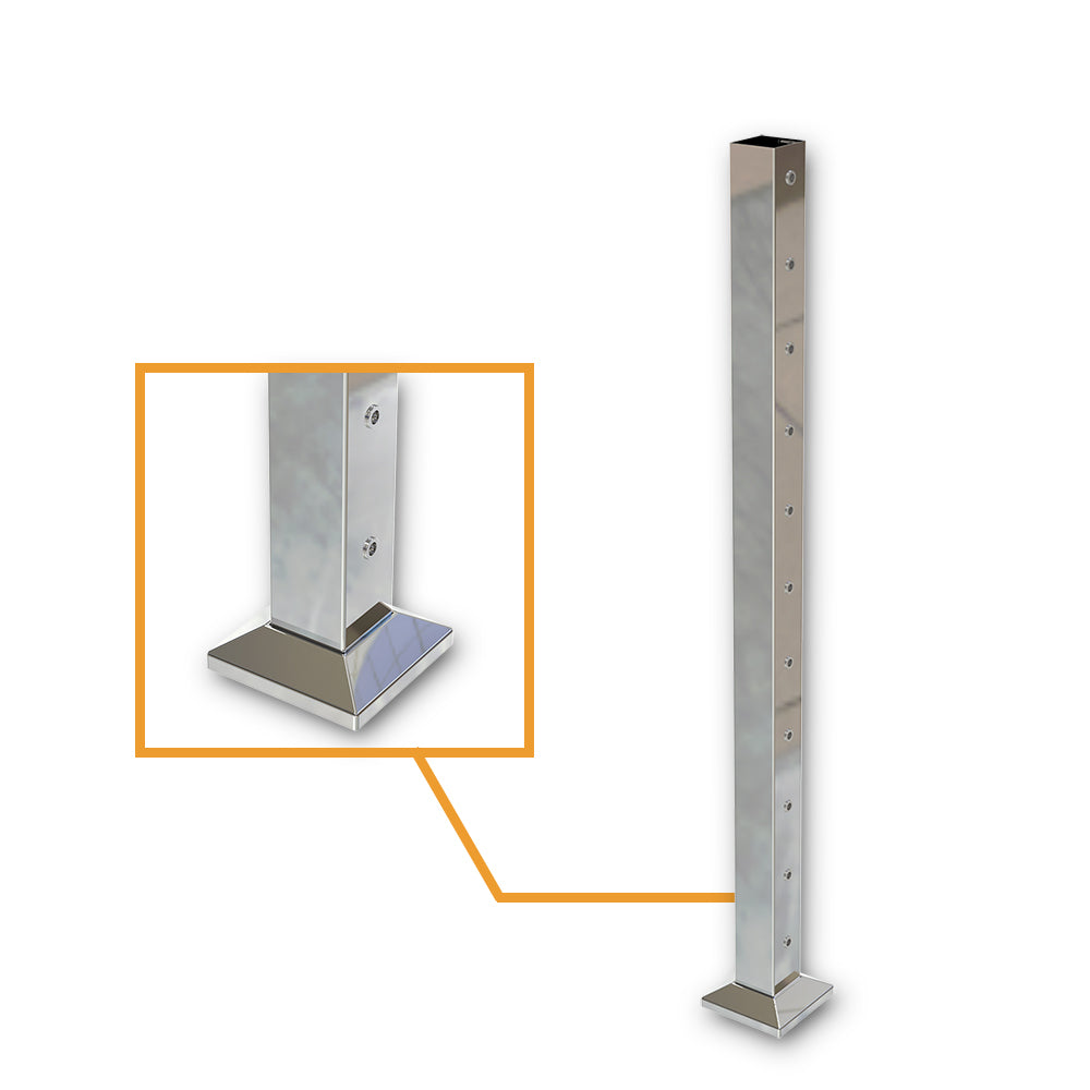 Square End Post with Nutserts Mirror - Base Plate and Cover