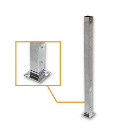 Square End Post with Nutserts Mirror - Welded Base Plate