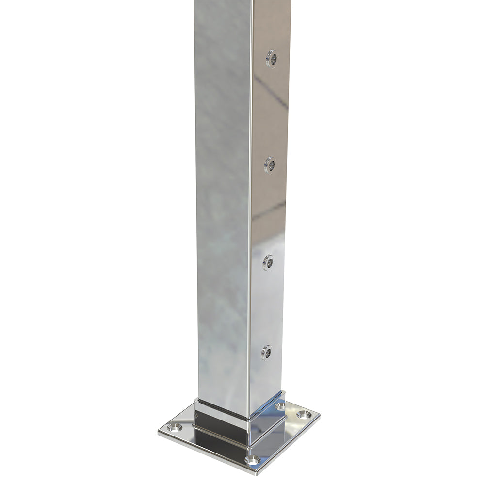 Square End Post with Nutserts Mirror - Welded Base Plate