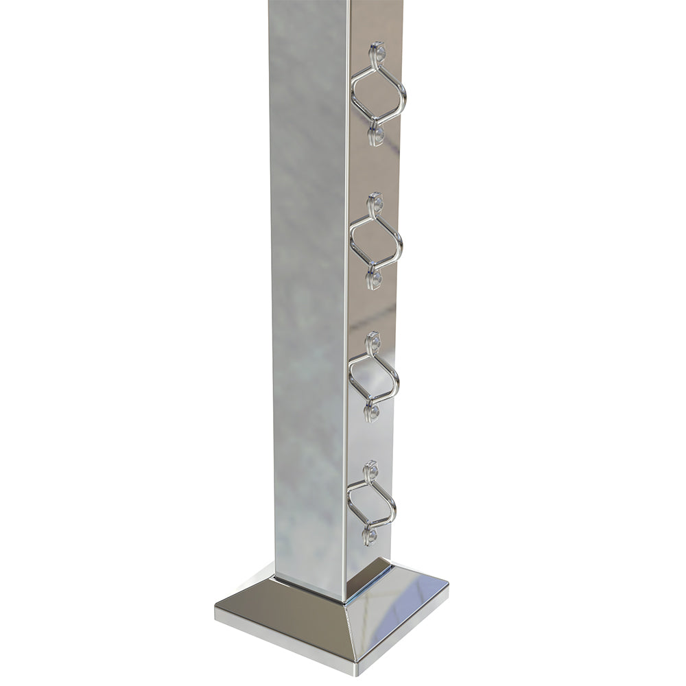 Square End Post with Saddles Mirror - Base Plate and Cover