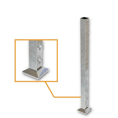 Square End Post with Saddles Mirror - Welded Base Plate