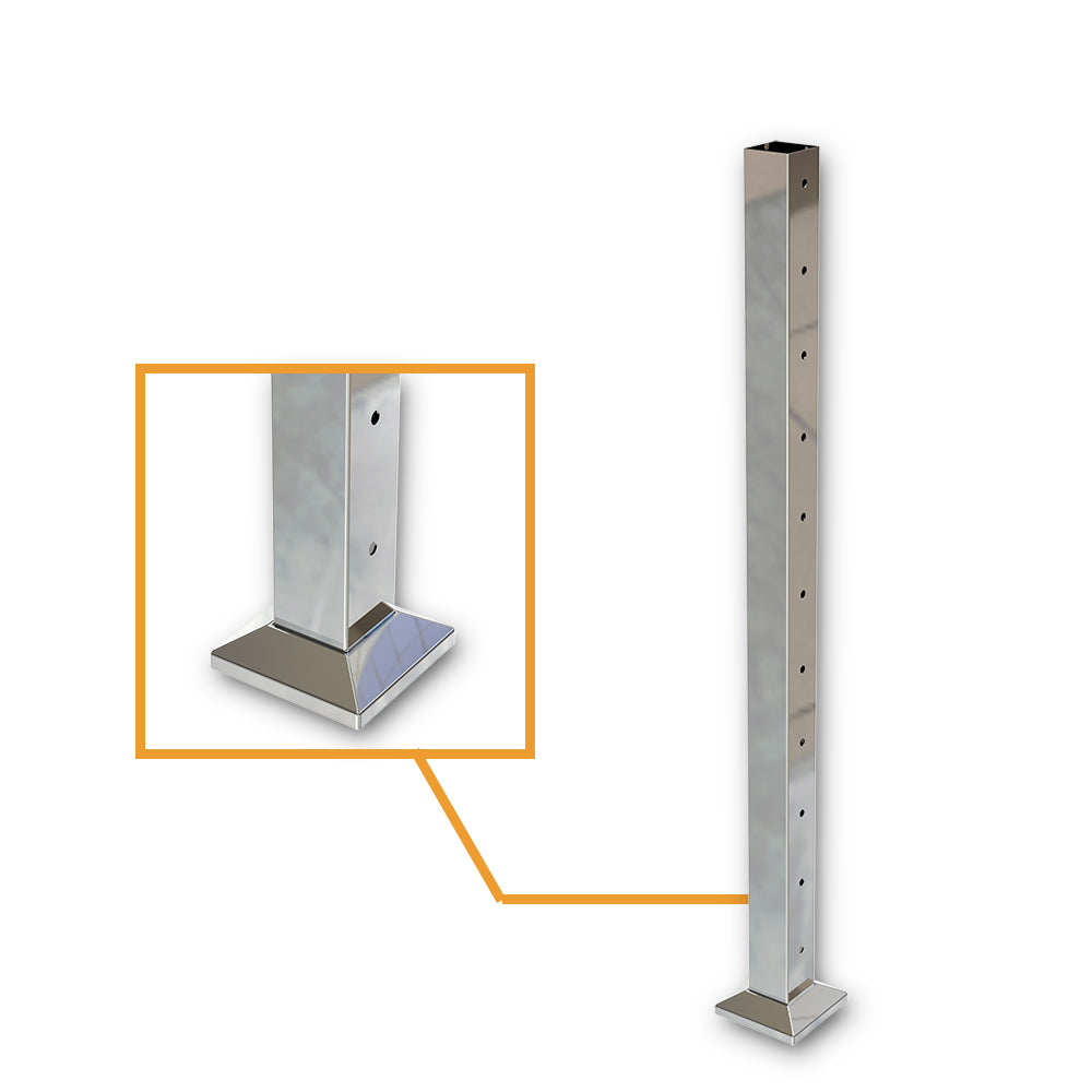 Square Int Post with 11 Holes Mirror - Base Plate and Cover
