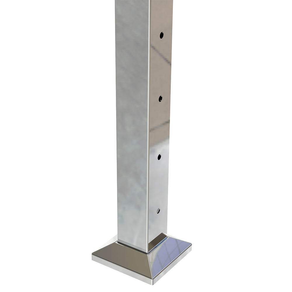 Square Int Post with 11 Holes Mirror - Base Plate and Cover