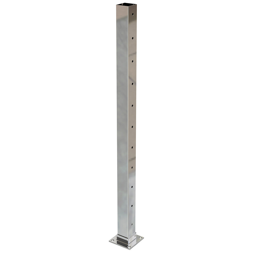 Square Int Post with 11 holes Mirror - Welded Base Plate